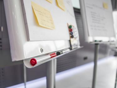 Close-up of a flip chart