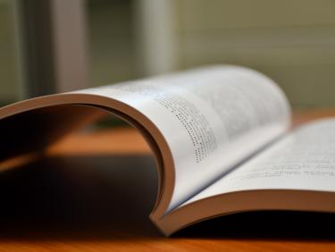 Open magazine on a table